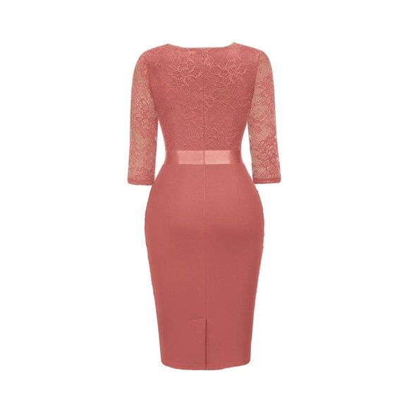 Miusol Women's Deep V-Neck Floral Lace Ruffle Glitter Sequin Style Cocktail Semi - Picture 2 of 2